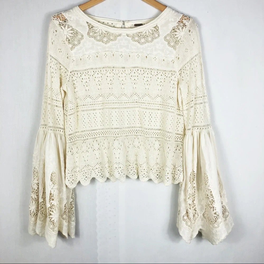Free People Once Upon a Time Crochet Top | Ivory | Size XS